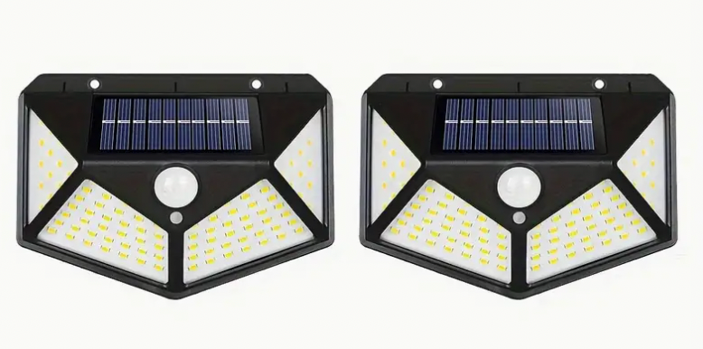 👉🏻 SET 2 Lămpi Solare cu Senzor Mișcare, 108 COB, IP44 – 1+1 Gratis 🎁