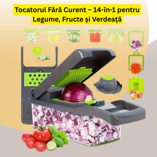 Tocatorul Fără Curent – 14-în-1 pentru Legume, Fructe și Verdeață