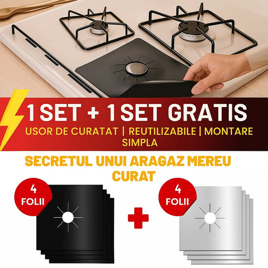 Set 4 Folii de Protecție pentru Aragaz și Plită din Teflon